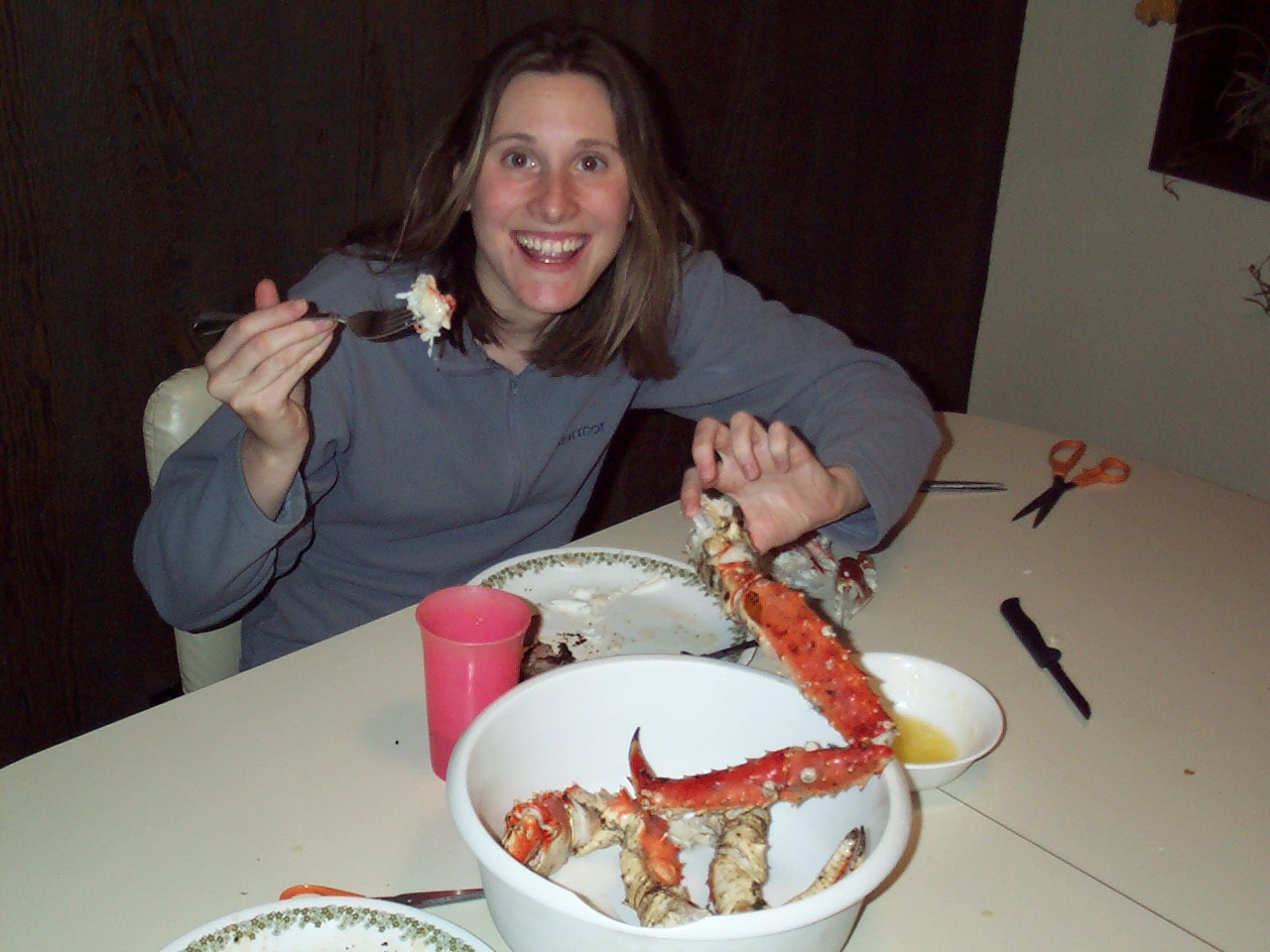 [Photo:  Jeanie Enjoying King Crab]